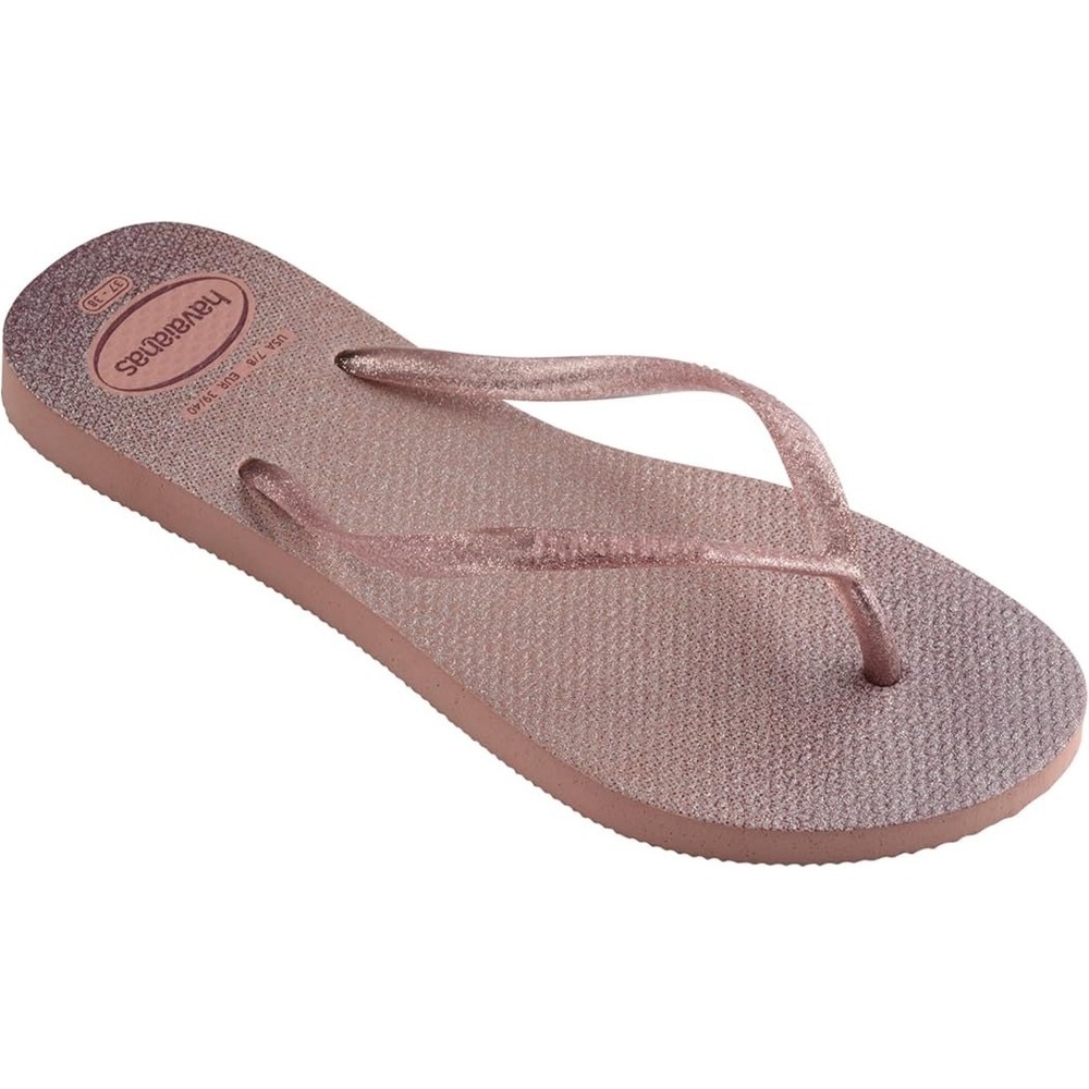 Havaianas Slim Sparkle Rose Gold Glitter Flip Flop Sandals Womens Size 6